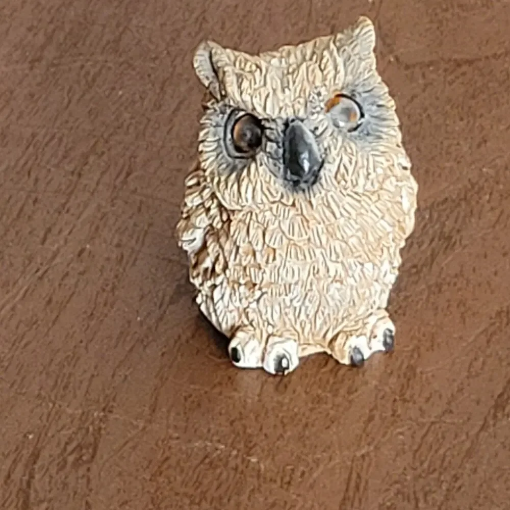 Vintage Stone Critters Littles Baby Horned Owl Figurine Owlet 2